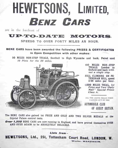 Werbung aus England 1901 - Autos