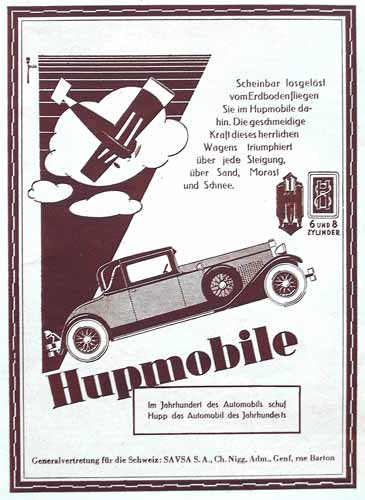 Schweizer Werbung Hupmobile 1929