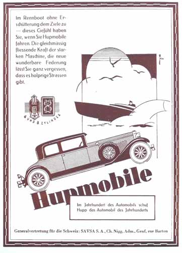 Schweizer Werbung Hupmobile 1929