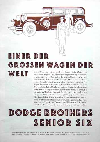 Schweizer Werbung Dodge 1929