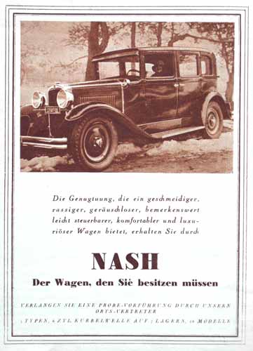 Schweizer Werbung Nash 1929
