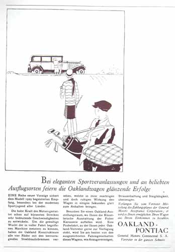 Schweizer Werbung Pontiac 1929